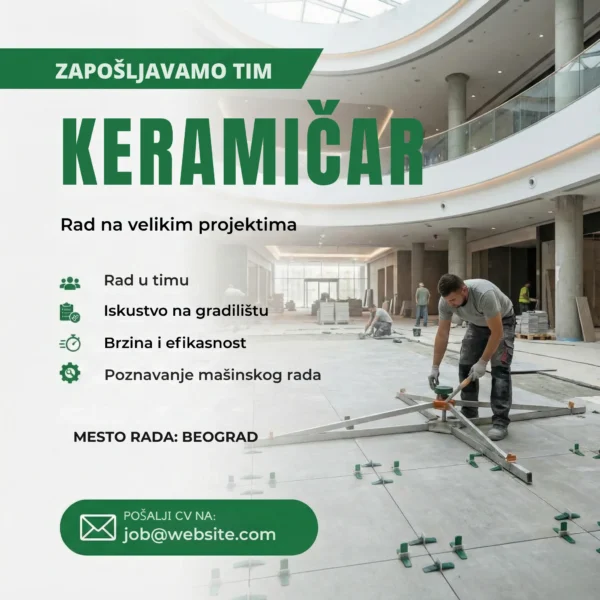 Oglas za posao Keramičar Zgrade Šablon Postavljanje plocica u hodniku zgrade