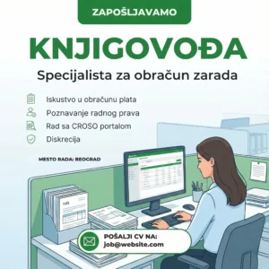 Oglas za posao Knjigovođa Zarade Šablon Knjigovodja radi obracun plata