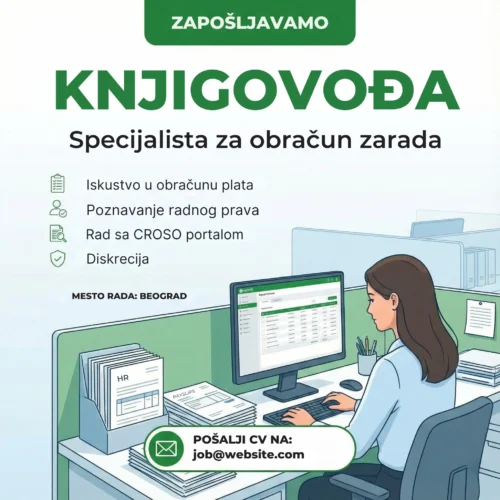 Oglas za posao Knjigovođa Zarade Šablon Knjigovodja radi obracun plata
