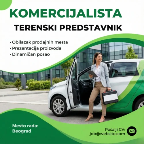 Oglas za posao Komercijalista Predstavnik Šablon Terenski komercijalista sa autom