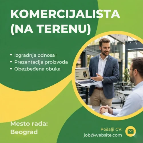 Oglas za posao Komercijalista Teren Šablon Komercijalista razgovara sa klijentom