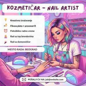 Oglas za posao Kozmetičar Nokti Šablon Manikirka radi nokte oglas