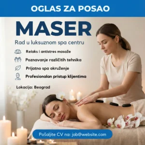 Oglas za posao Maser Spa Šablon Masaza ledja u spa centru