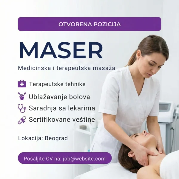 Oglas za posao Maser Terapeutska Šablon Masaza vrata i ramena