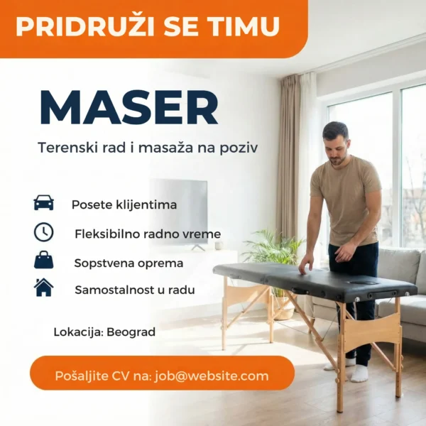 Oglas za posao Maser Terenski Šablon Sklopivi sto za masazu