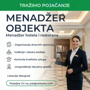 Oglas za posao Menadžer Objekta Hotel Šablon Menadzerka u hotelu oglas
