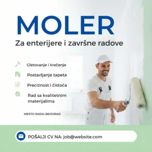Oglas za posao Moler Enterijer Šablon Moler kreci zid u belo