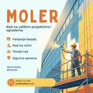 Oglas za posao Moler Zgrade Šablon Moler kreci zid oglas