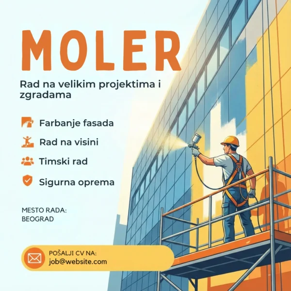 Oglas za posao Moler Zgrade Šablon Moler kreci zid oglas