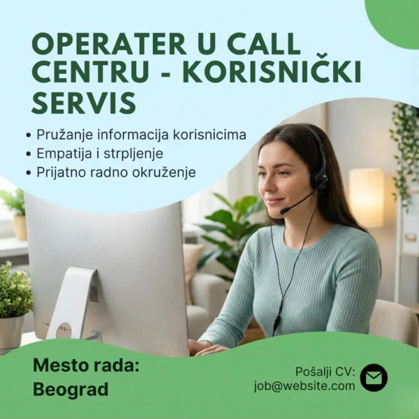 Operaterka sa slusalicama se smeje