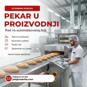 Oglas za posao Pekar u Proizvodnji Linija Šablon Pekar u industrijskom pogonu