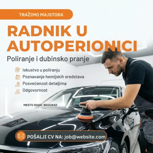 Radnik polira auto masinom