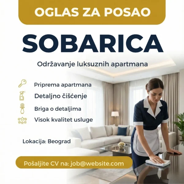 Sobarica namesta krevet u apartmanu