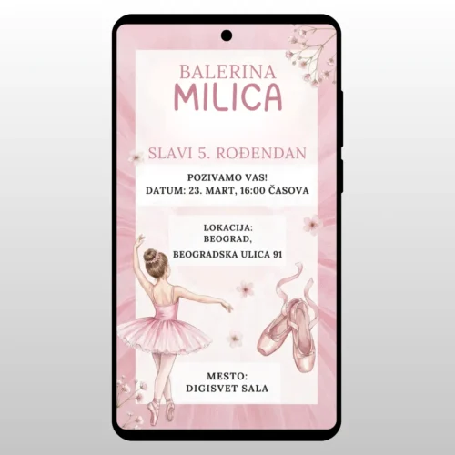 Pozivnica Za Rođendan Balerina Labud Ilustracija balerine i labuda