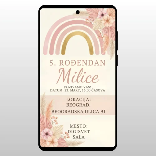 Pozivnica Za Rođendan Boho Duga Pastelna duga u boho stilu