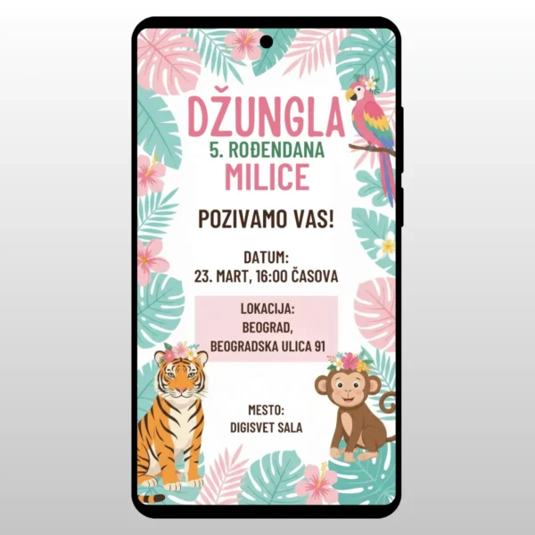 Zivotinje iz dzungle (lav, majmun, zirafa)