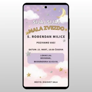 Pozivnica Za Rođendan Meda Boho Meda sa cvetnim vencicem