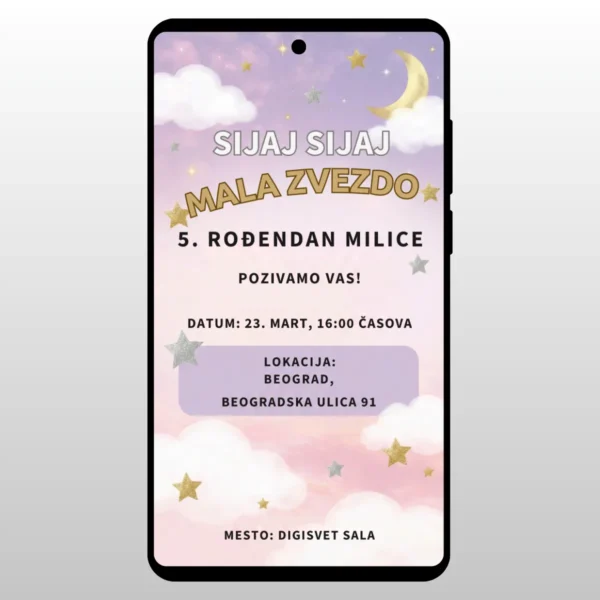 Pozivnica Za Rođendan Meda Boho Meda sa cvetnim vencicem