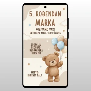 Pozivnica Za Rođendan Plišani Meda Realistican plisani meda sa balonima