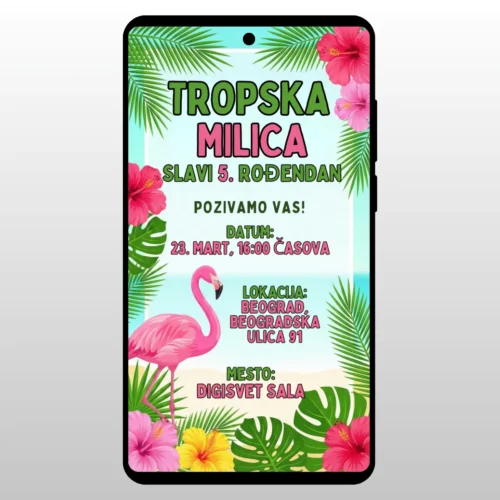 Flamingo i tropsko cvece