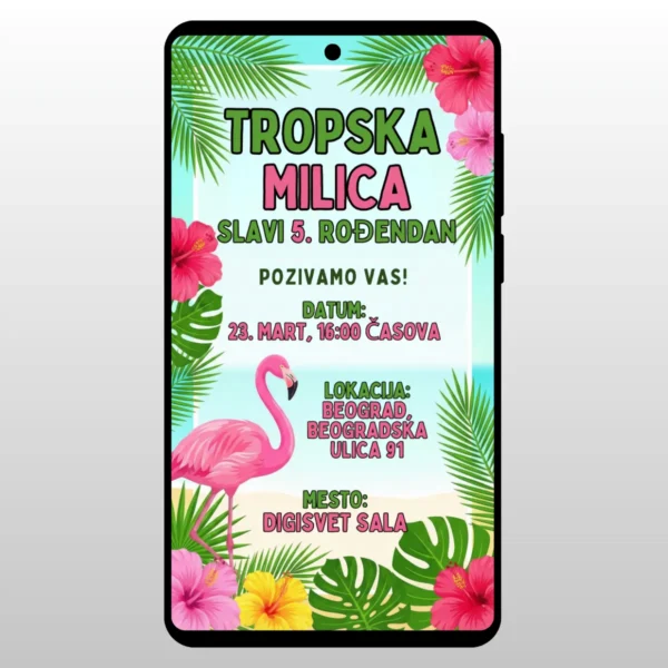 Flamingo i tropsko cvece