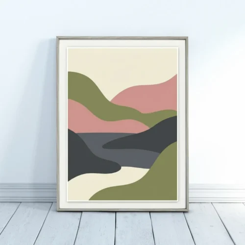 Slojeviti apstraktni brežuljci poster