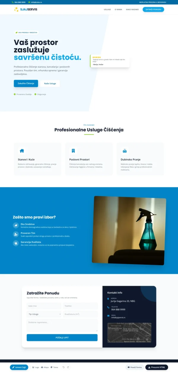 HTML Sajt za Agenciju za Čišćenje – Profesionalni Template