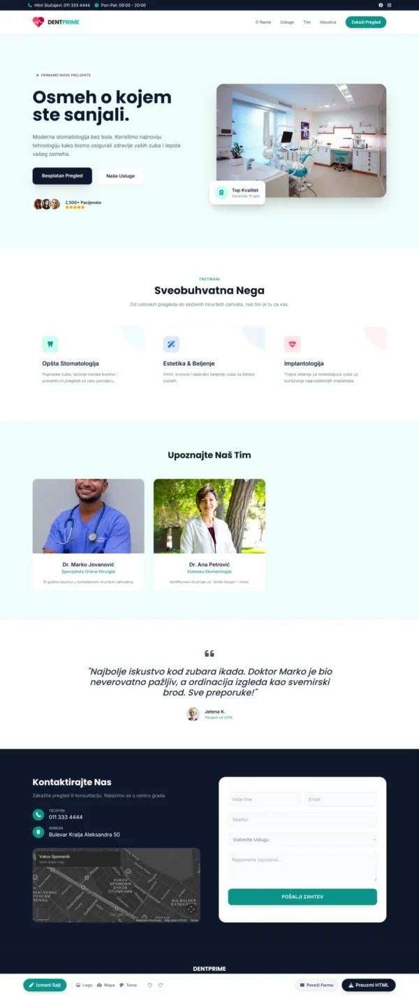 HTML Sajt za Stomatološku Ordinaciju – Moderan Dizajn
