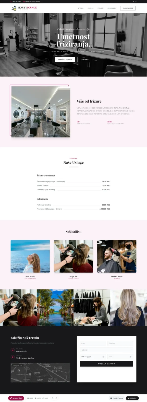 HTML Sajt za Frizerski Salon – Moderan Beauty Template