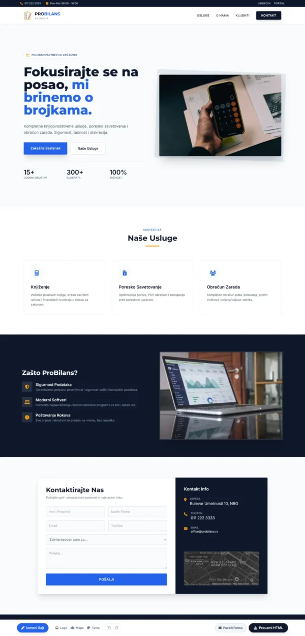 HTML Sajt za Knjigovodstvenu Agenciju – Profesionalan