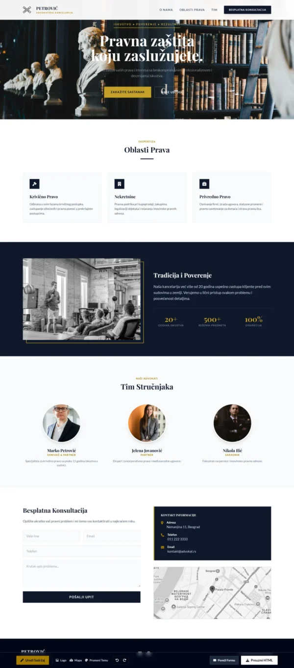 HTML Sajt za Advokatsku Kancelariju – Profesionalni Template