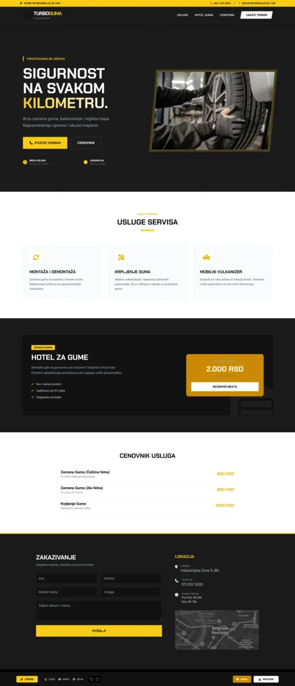 HTML Sajt za Vulkanizera – Auto Servis Template